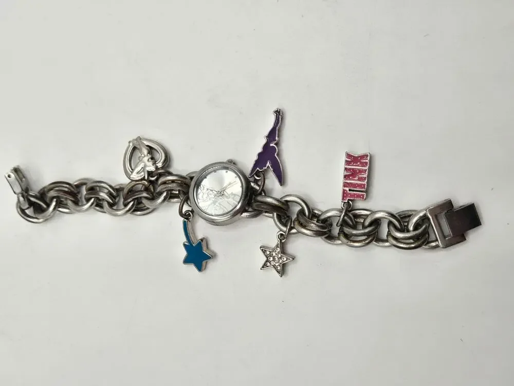 Disney Tinker Bell Charm Bracelet Watch Safi TK2023 Quartz Japan needs battery